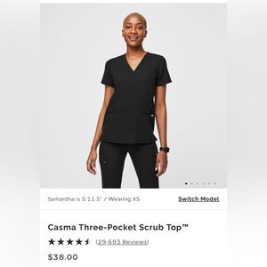 Figs Black Casma Three-Pocket Scrub Top Medium